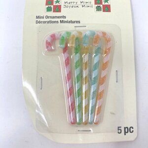 Michaels 5 Pc Merry Mini Ornaments Tree Decor Frosted Sugar Candy Canes